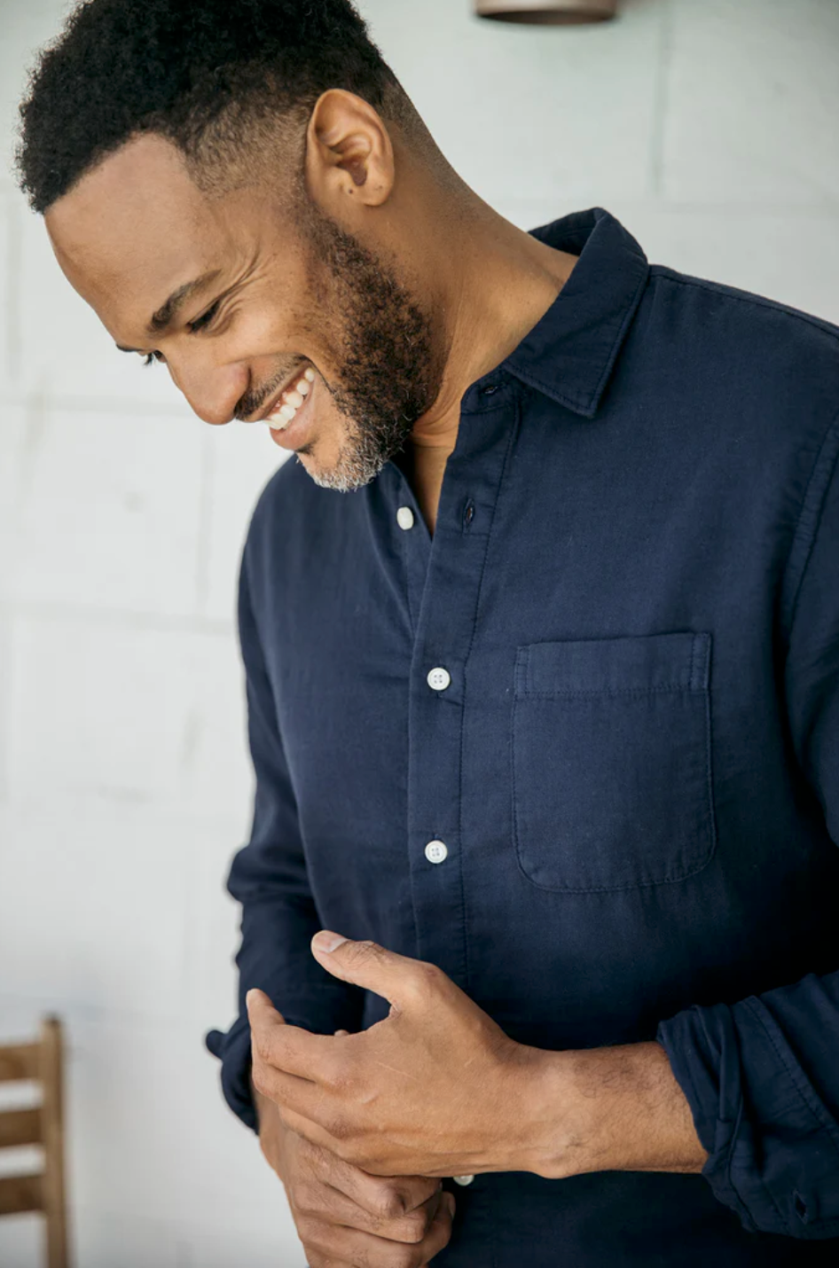 Hiroshi Kato Ripper Shirt Gauze Navy