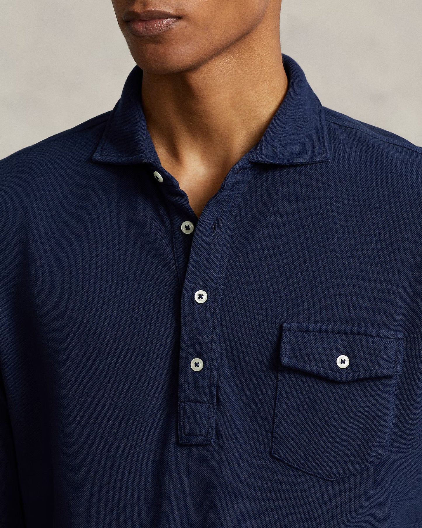 Polo Ralph Lauren Long Sleeve Mesh Polo Navy