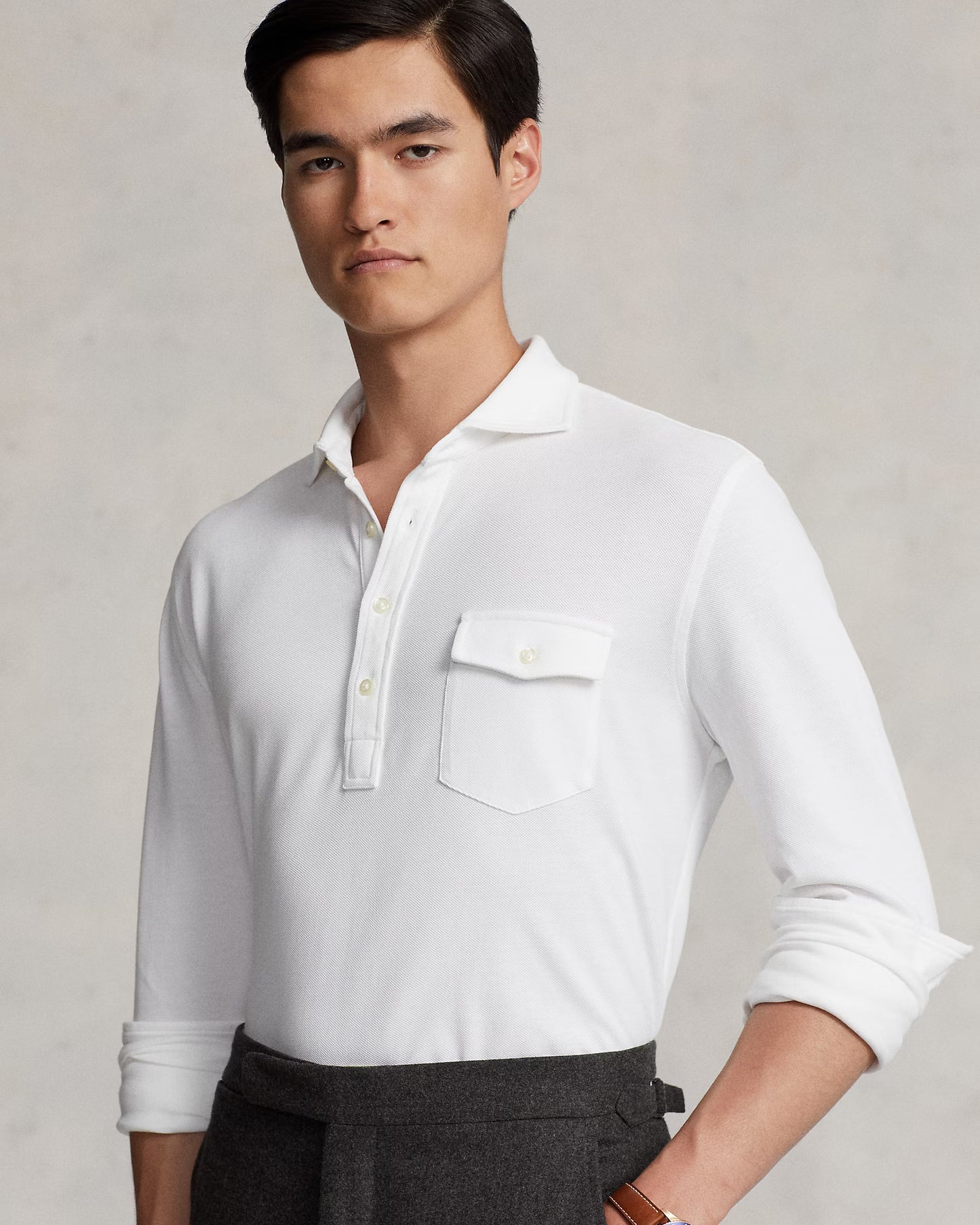 Polo Ralph Lauren Long Sleeve Mesh Polo White