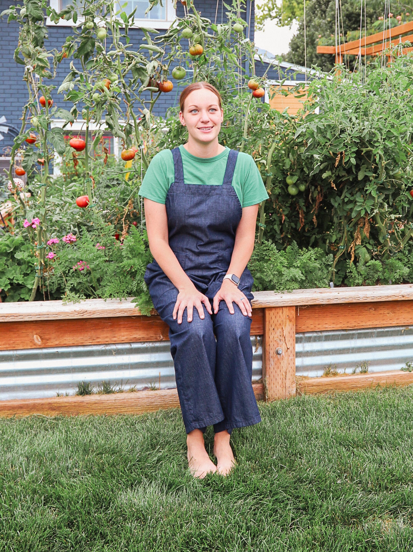 TEAK Lola Wide Leg Overalls Indigo Japanese Denim